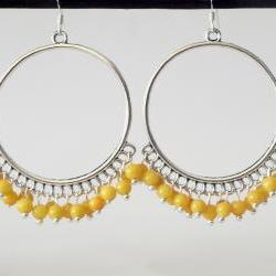 Large Hoop Yellow Earrings-Yellow chandelier earrings